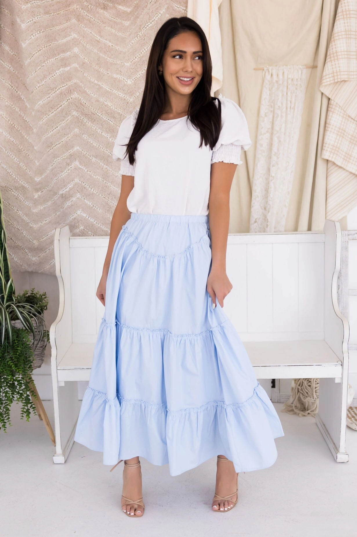 Periwinkle Cotton Maxi Skirt