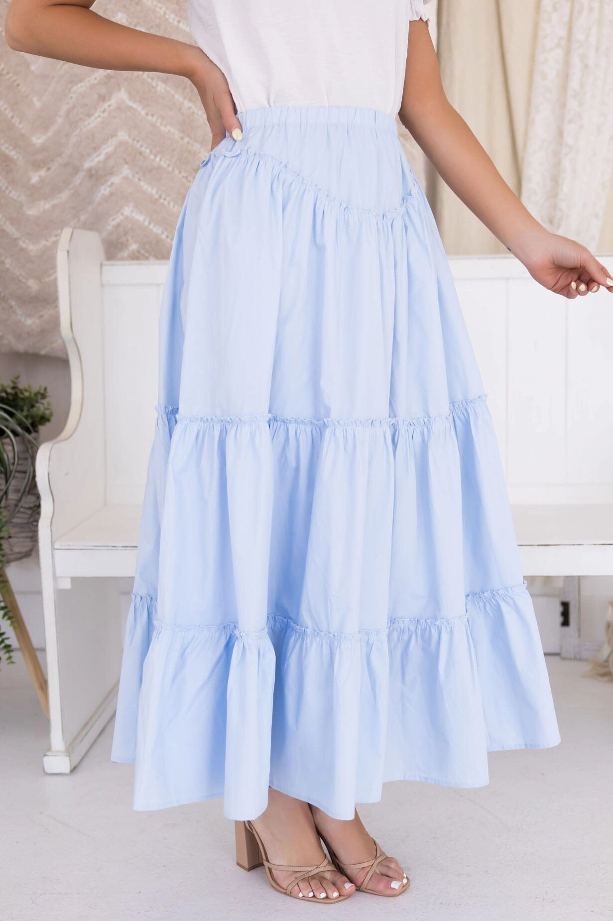 Periwinkle Cotton Maxi Skirt