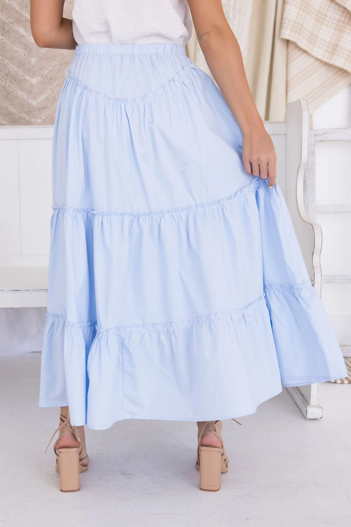 Periwinkle Cotton Maxi Skirt