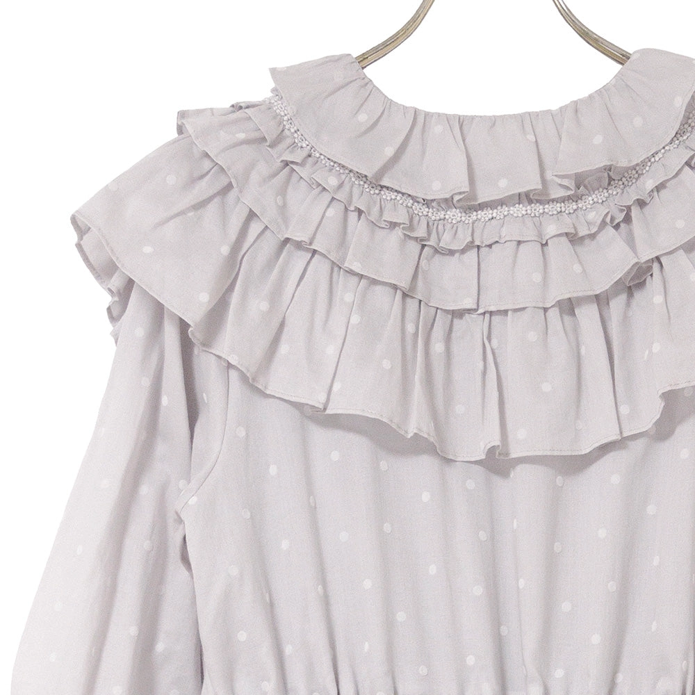 Polka Dot Flocky Frill Onepiece Dress