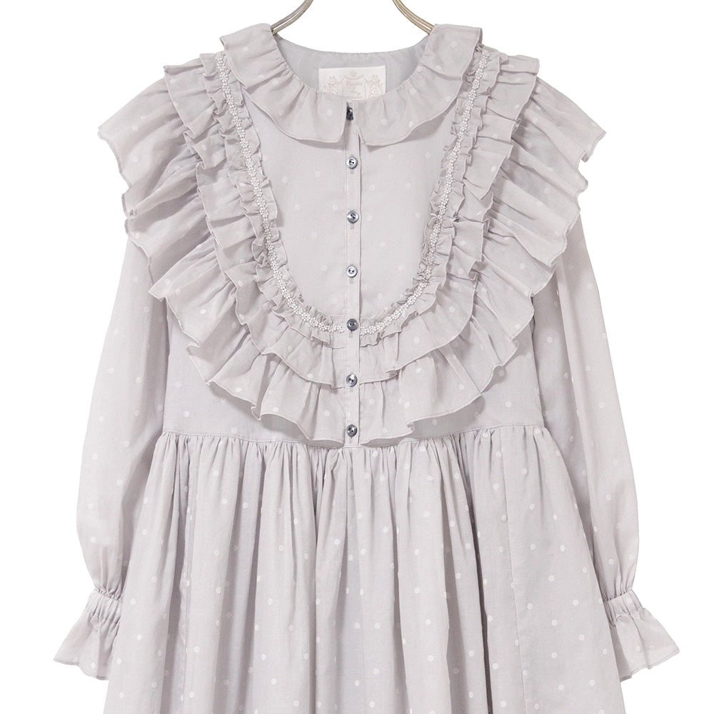 Polka Dot Flocky Frill Onepiece Dress