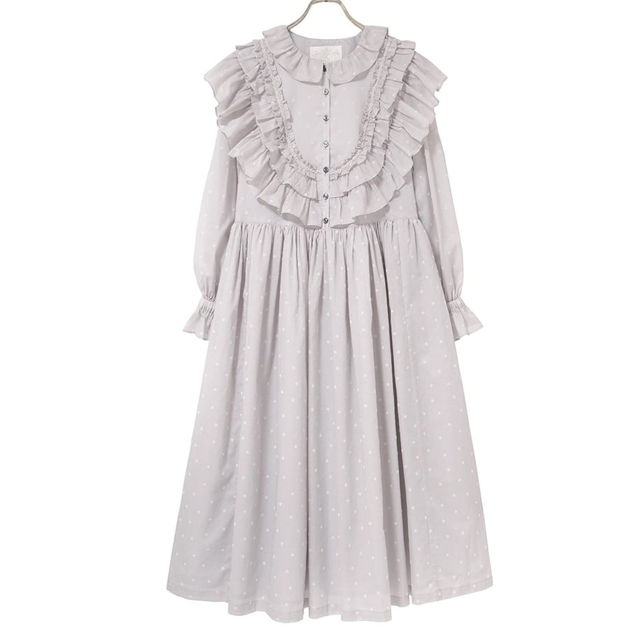 Polka Dot Flocky Frill Onepiece Dress