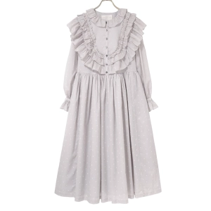 Polka Dot Flocky Frill Onepiece Dress