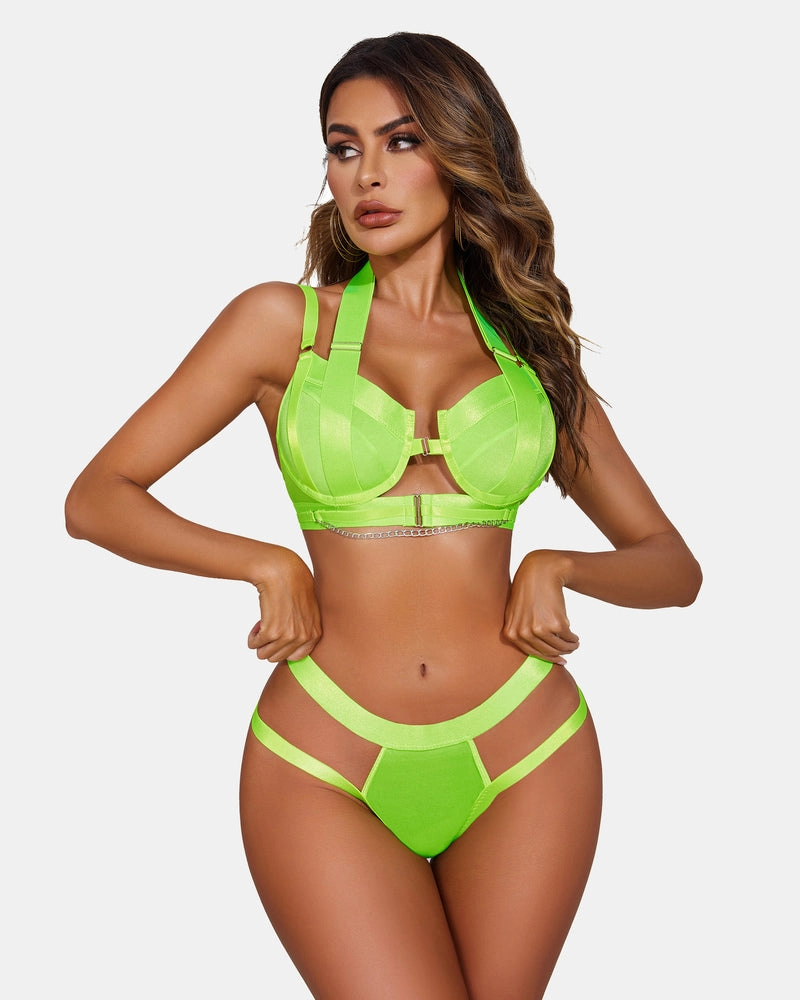 Push Up Bra Garter Set with Chain