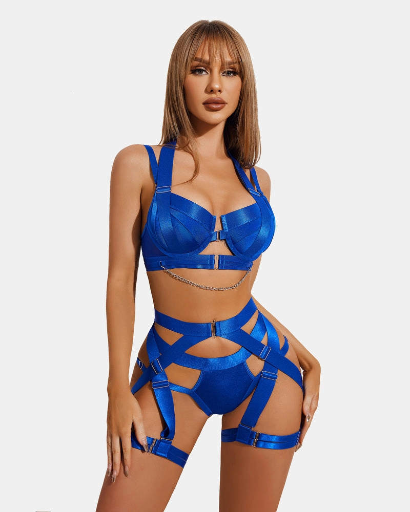 Push Up Bra Garter Set with Chain