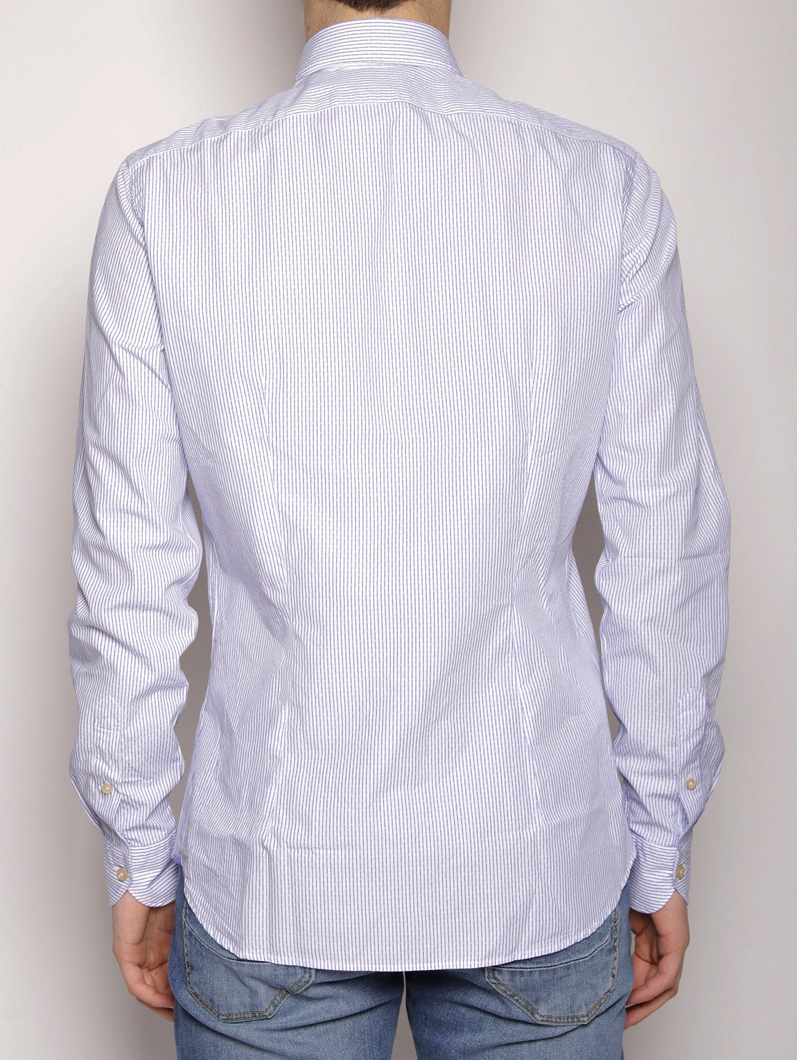 Shirt with Micro Stripes and White / Light Blue Polka Dots