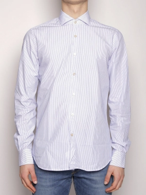Shirt with Micro Stripes and White / Light Blue Polka Dots