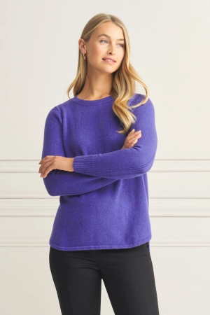 Stitch Detail Cotton Knit - Purple Marle