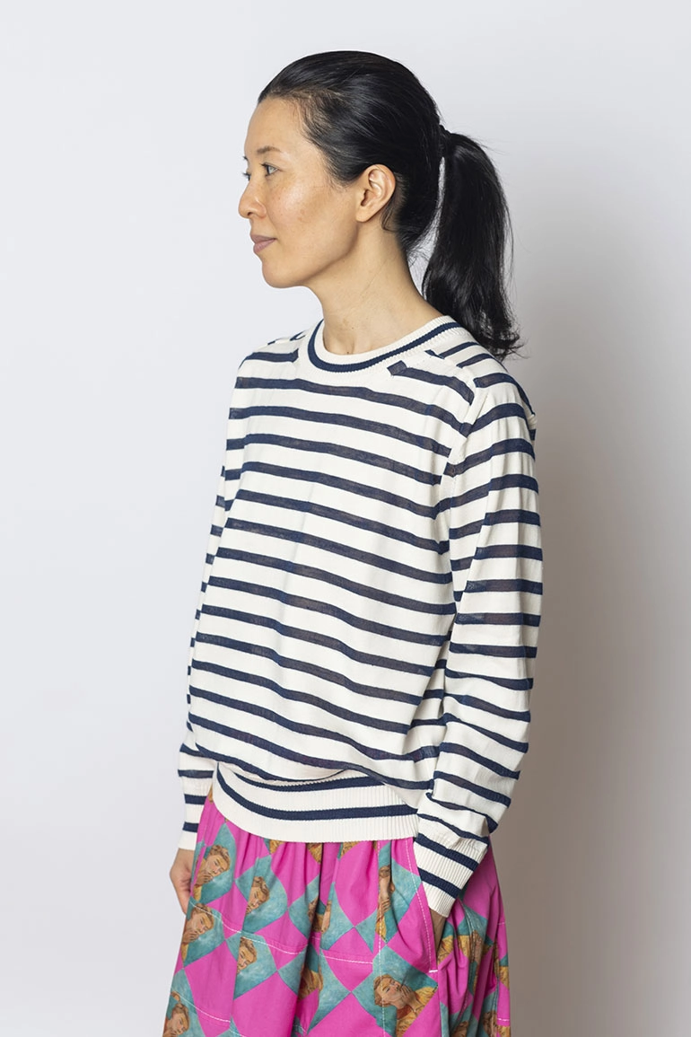Striped Sweater - Navy/Off White