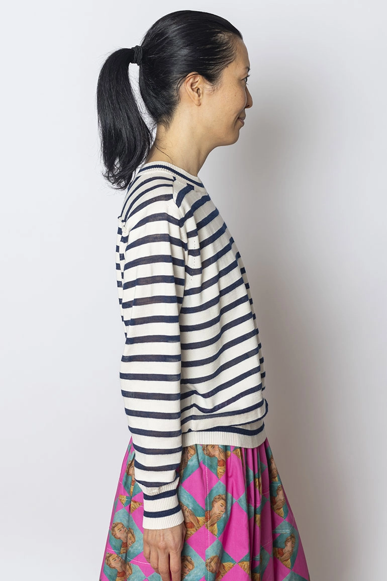Striped Sweater - Navy/Off White