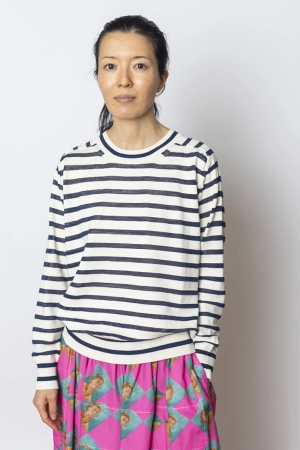Striped Sweater - Navy/Off White