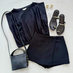 Su6367 Black Wrap Skort