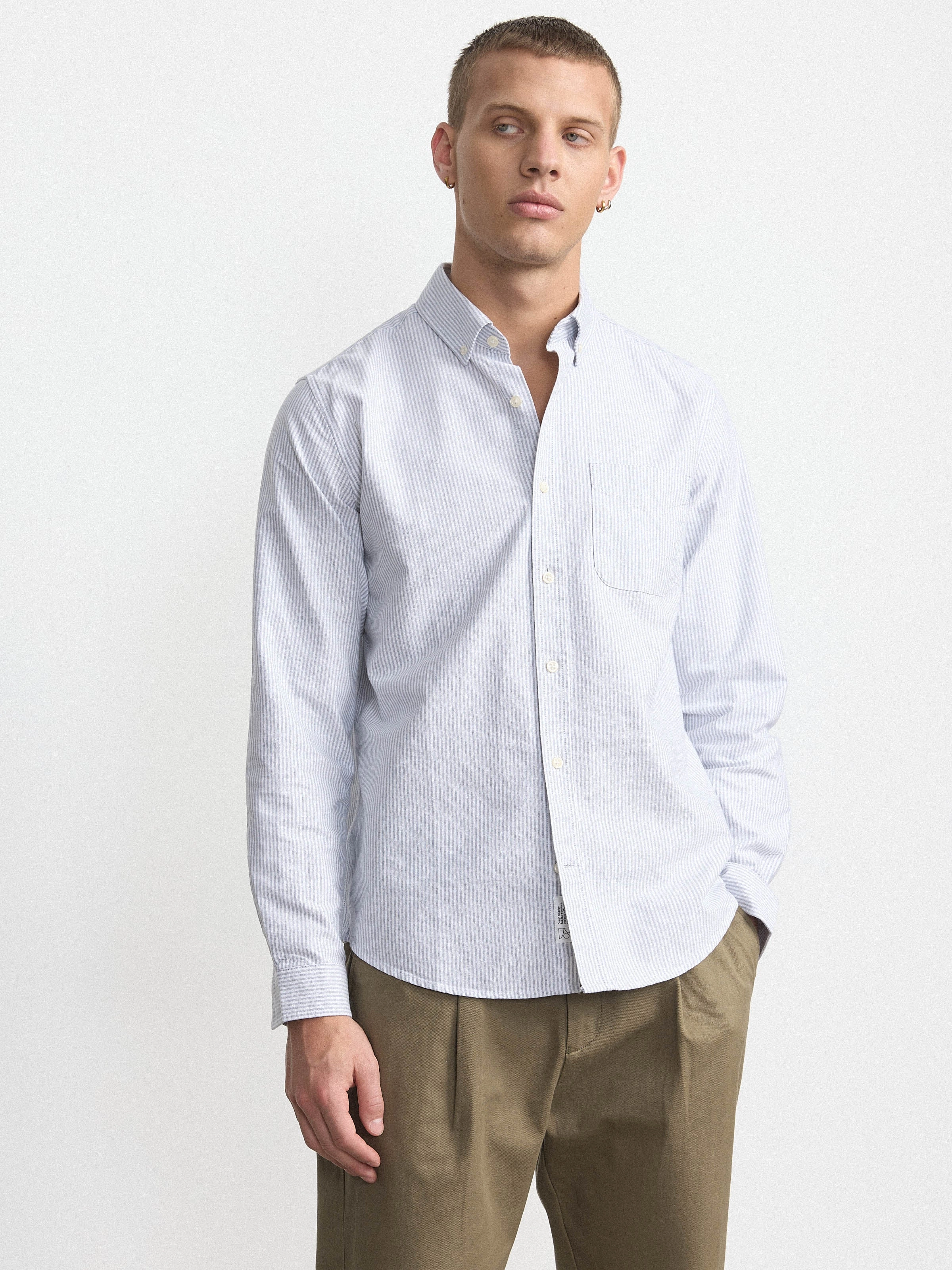 The Striped Jasper Oxford Shirt in Storm Blue
