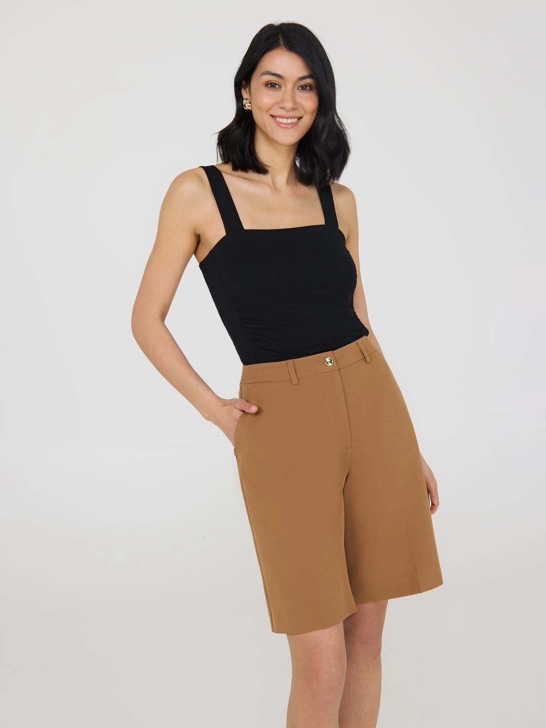 Thick Strap Shirred Tank Top