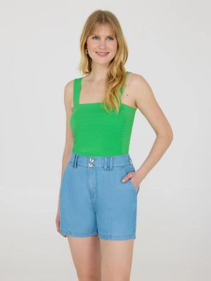 Thick Strap Shirred Tank Top