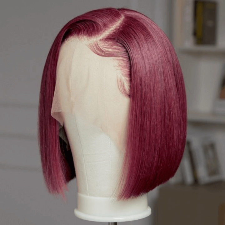 Tuneful 99J Burgundy Colored Bob 13x4 Lace Full Frontal Human Hair Wigs Bogo Deal