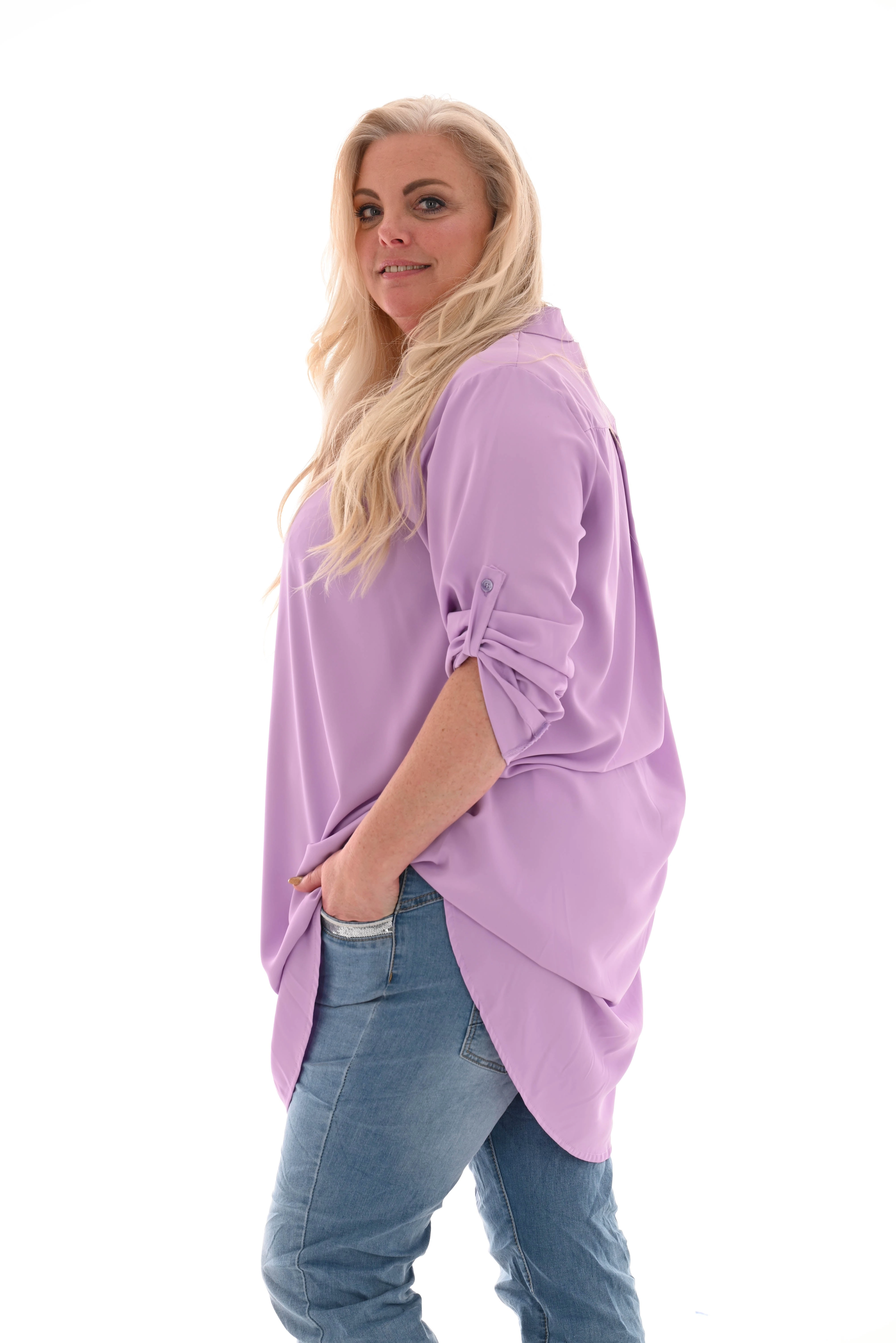 Tuniek v-hals ophaalmouwen lila