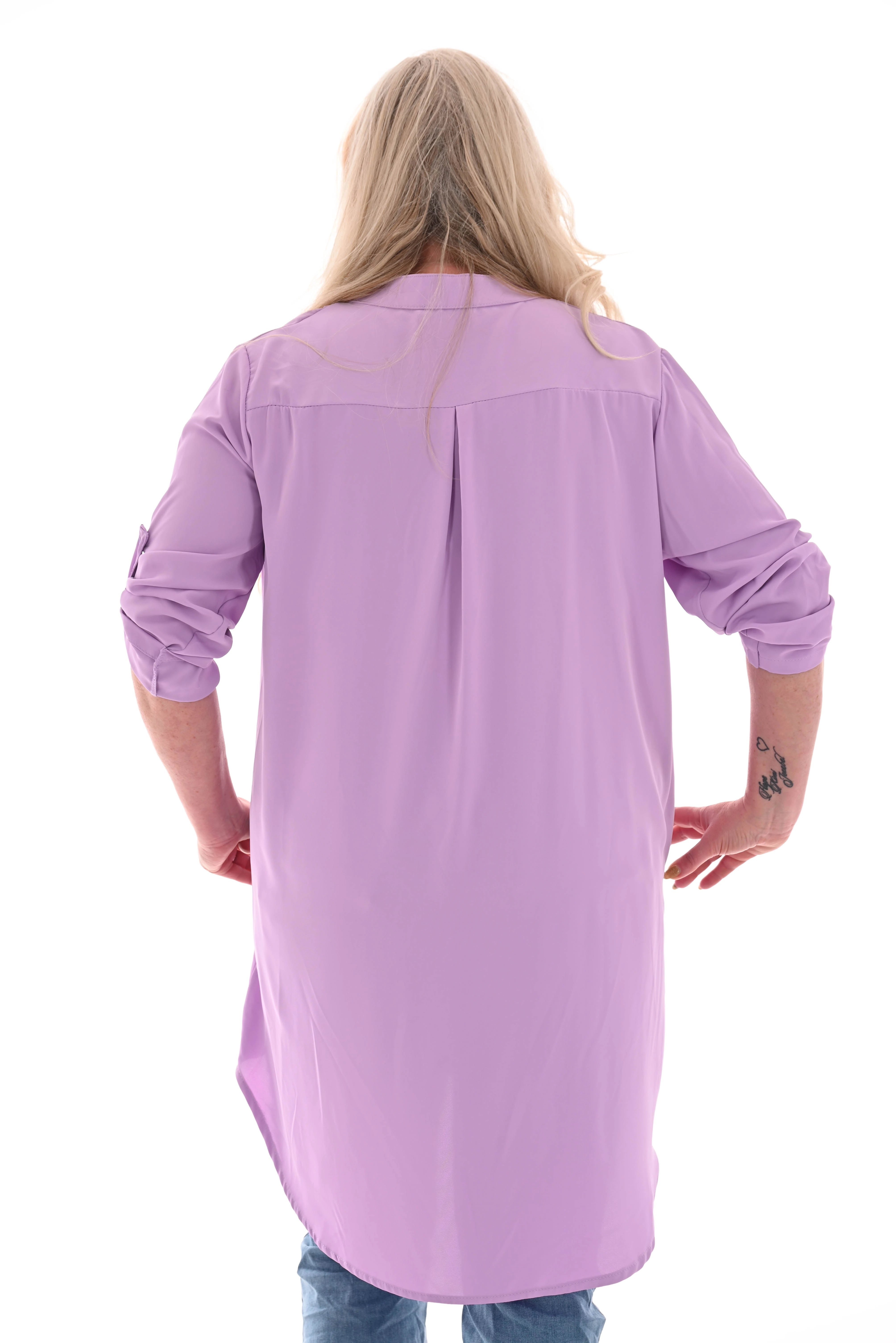 Tuniek v-hals ophaalmouwen lila