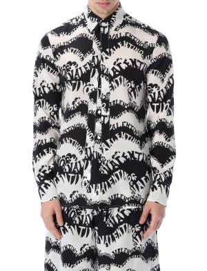 Valentino Allover Wave Logo Printed Buttoned Shirt