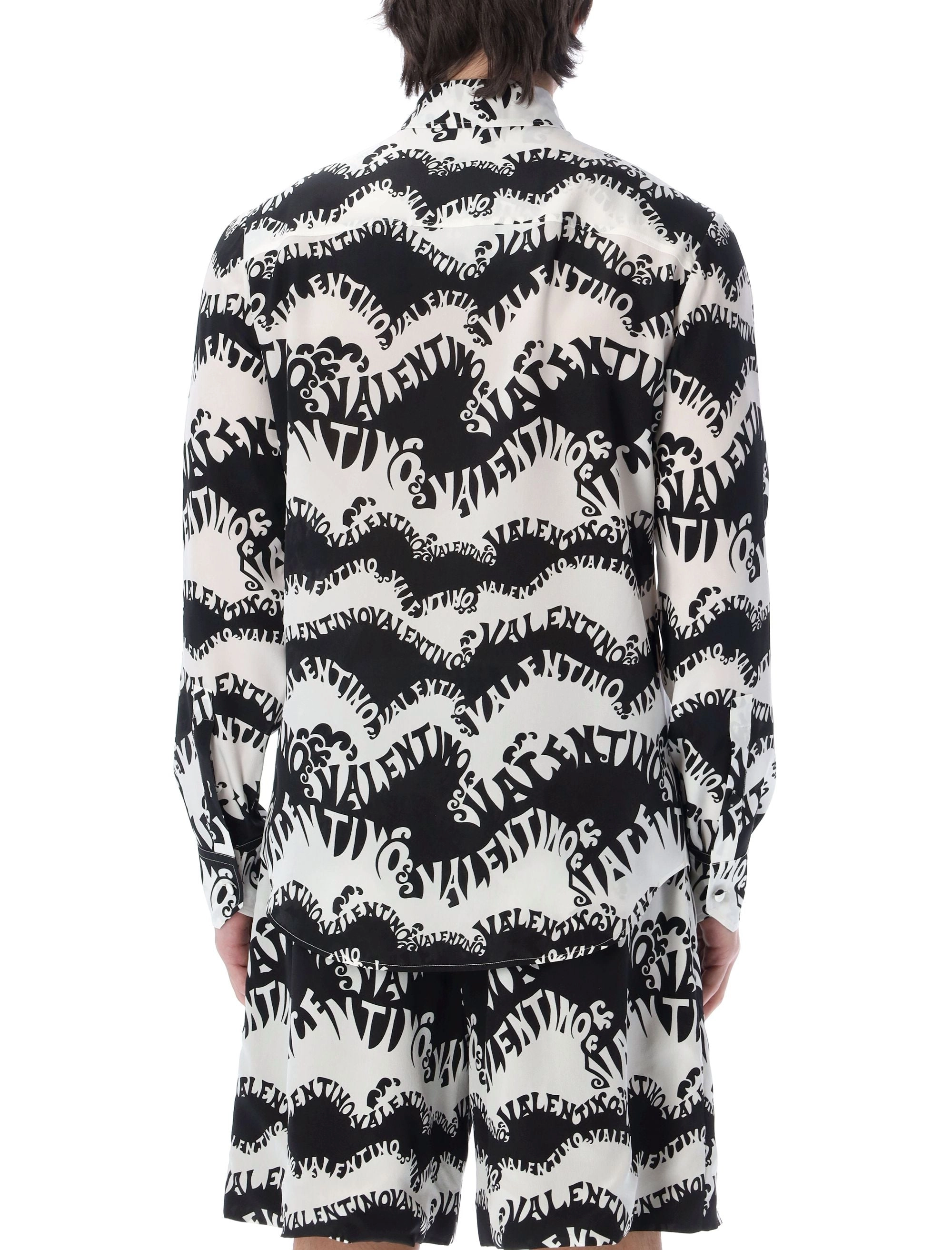 Valentino Allover Wave Logo Printed Buttoned Shirt