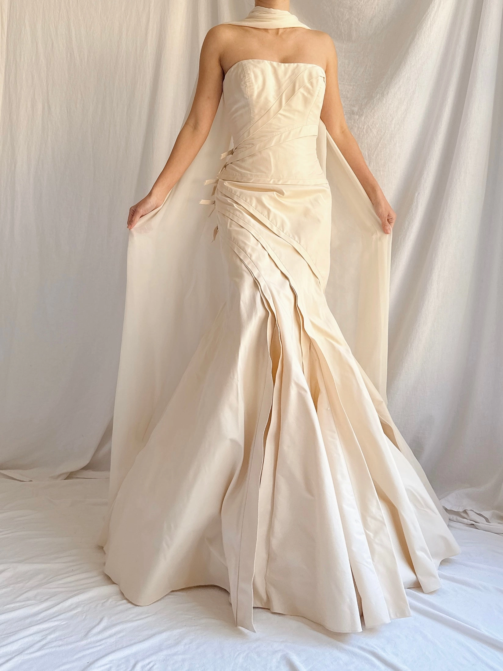 Vintage Vera Wang Champagne Silk/Cotton Gown - XS/4