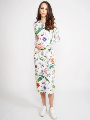 White Floral Longuette Dress