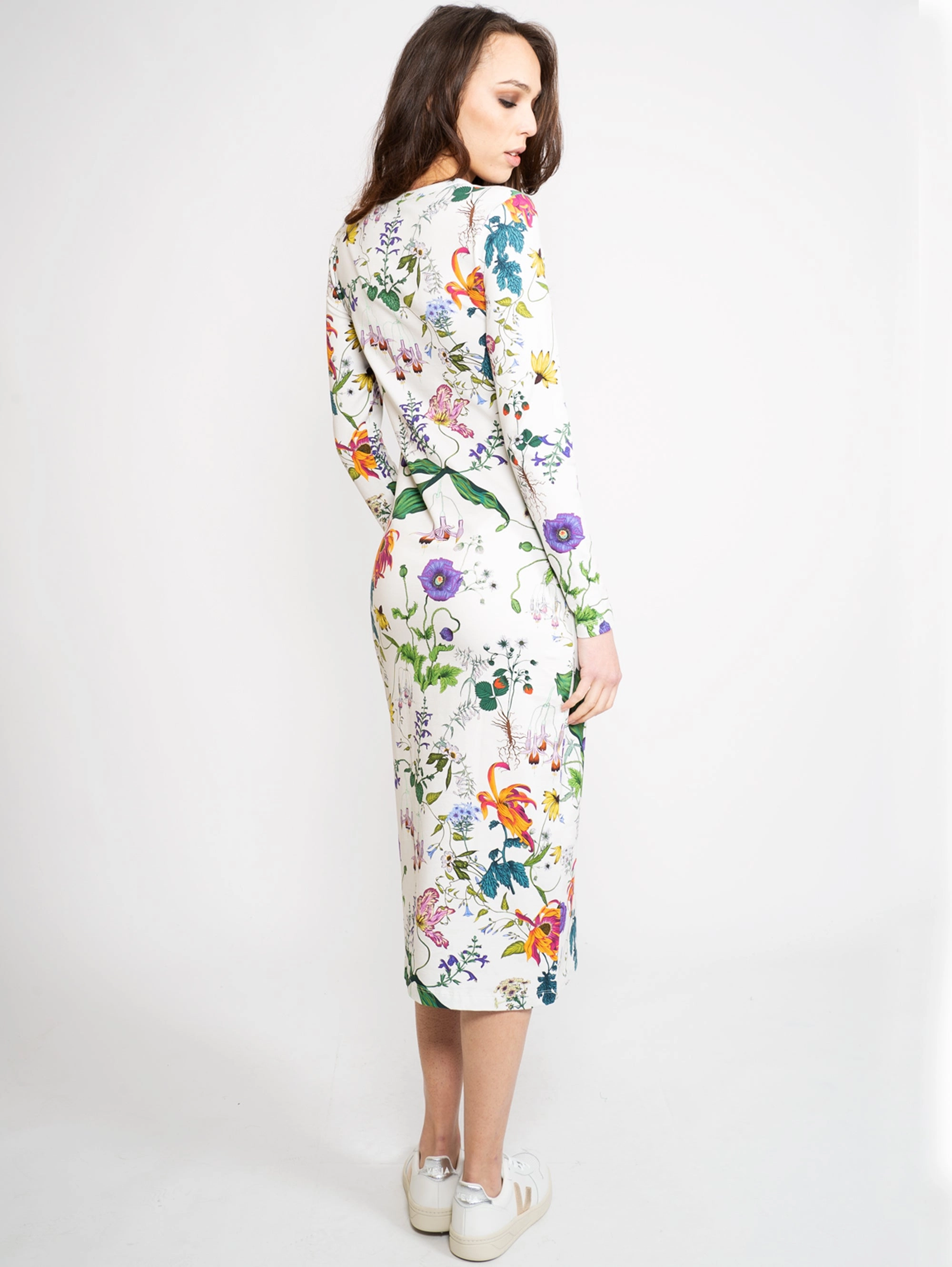 White Floral Longuette Dress