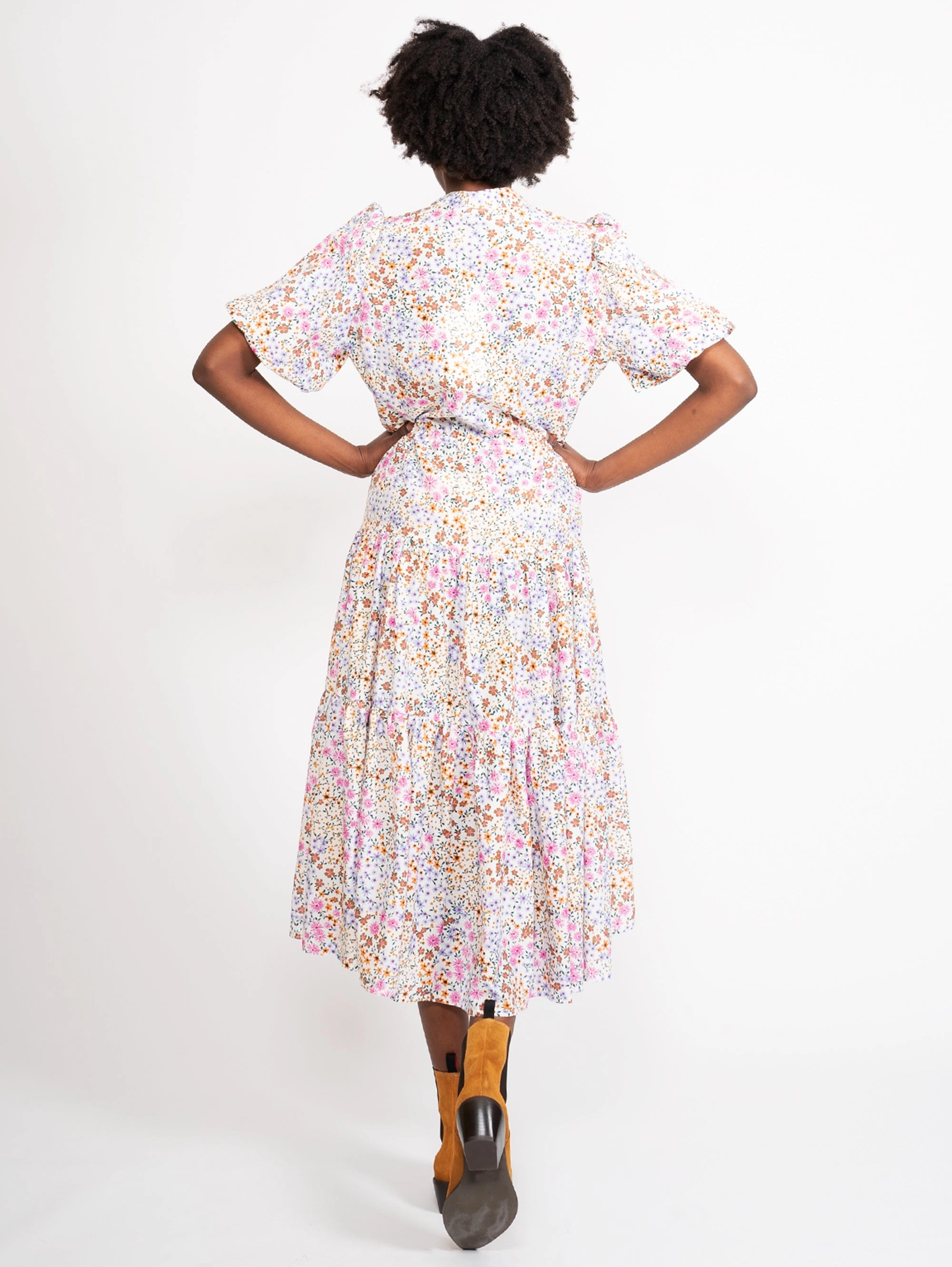 White Floral Midi Dress