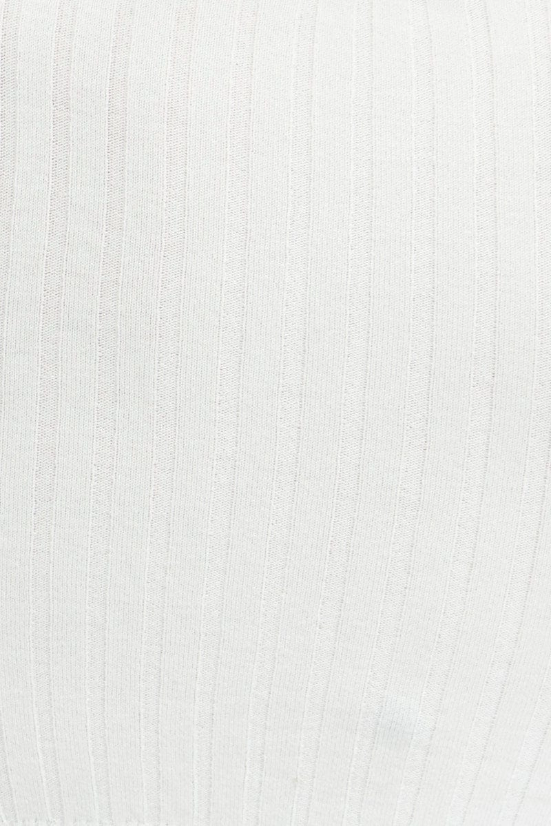White Knit Top Long Sleeve Crop