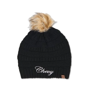 Women's Chevy Script Knit Beanie With Pom Hat