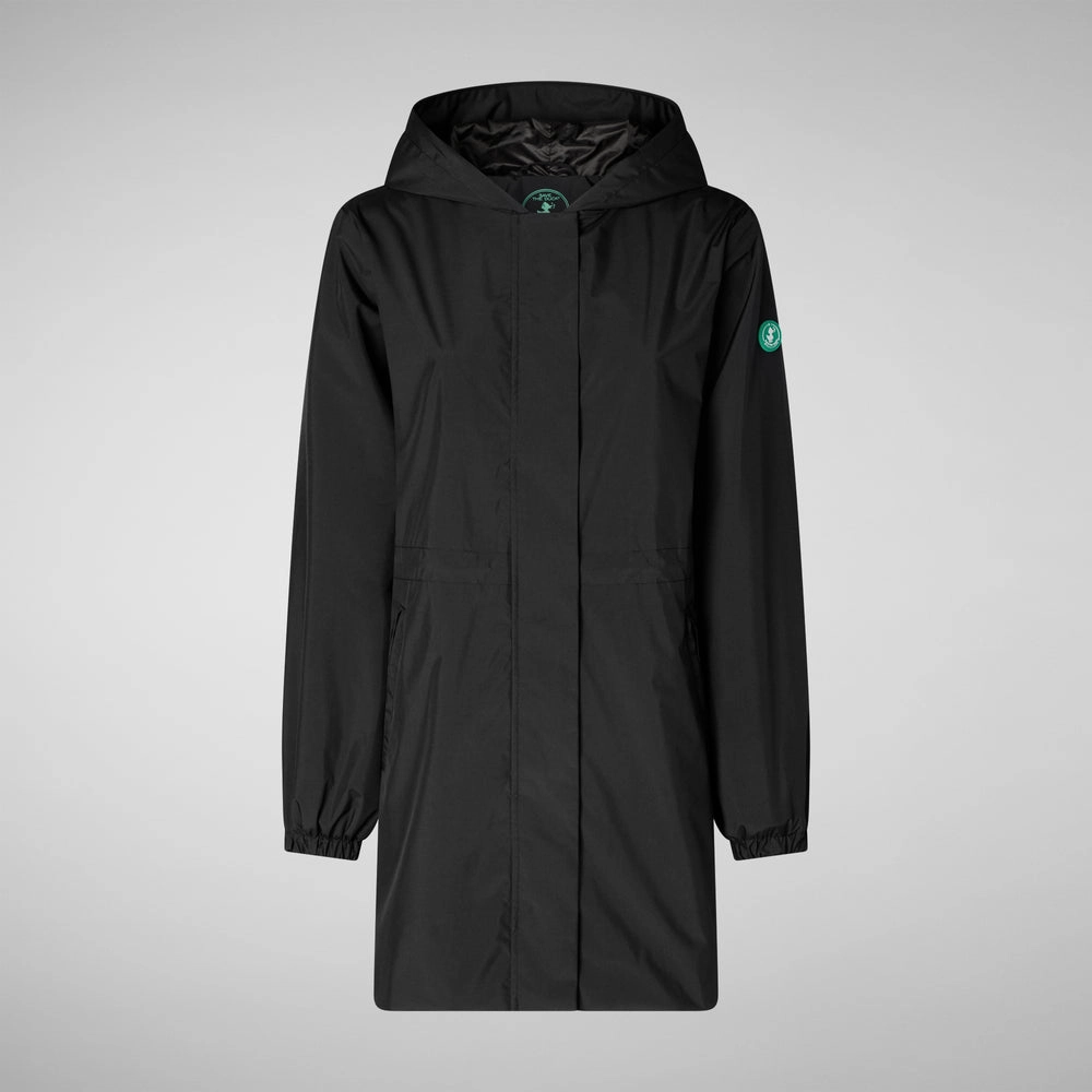 Women's Fleur Hooded Raincoat In Black