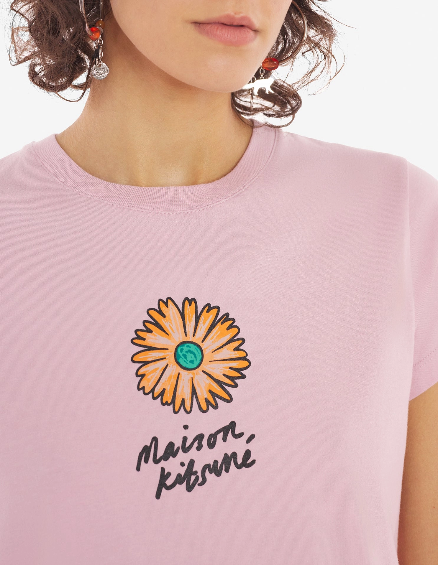 Women's Floating Flower Baby Tee-shirt Mist Pink