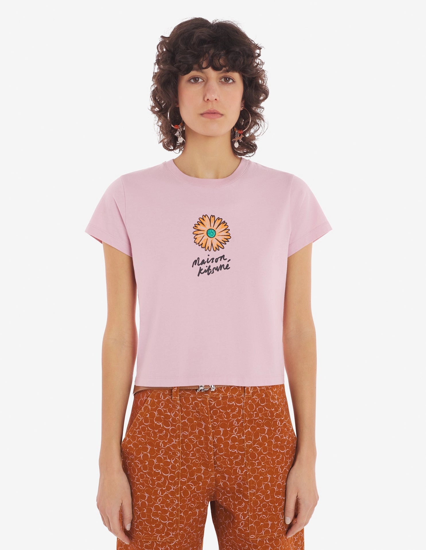 Women's Floating Flower Baby Tee-shirt Mist Pink