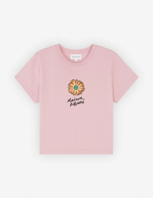 Women's Floating Flower Baby Tee-shirt Mist Pink