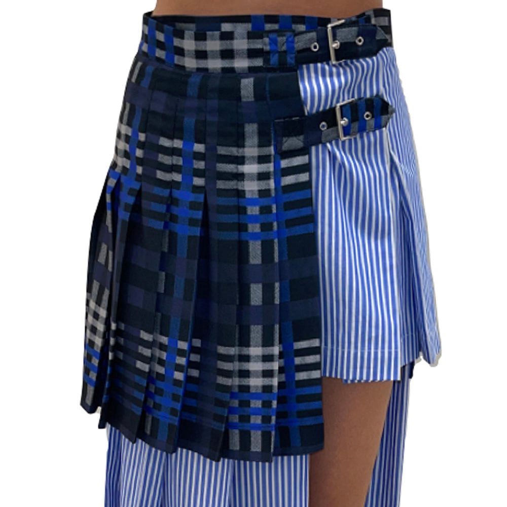 Women's Striped Cotton Popeline Skirt Light Blue