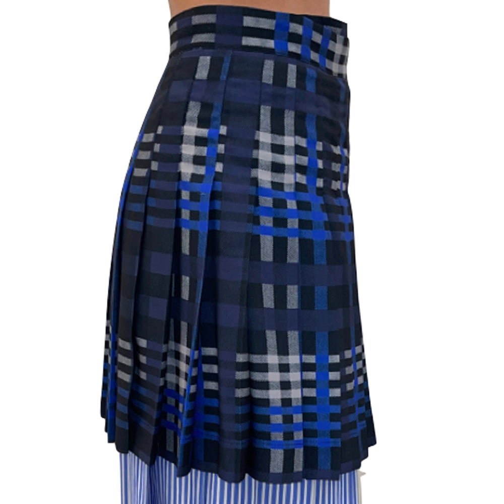 Women's Striped Cotton Popeline Skirt Light Blue