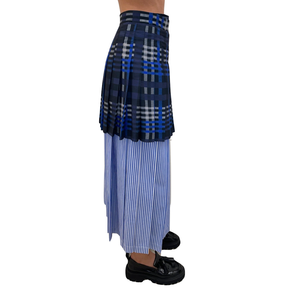 Women's Striped Cotton Popeline Skirt Light Blue
