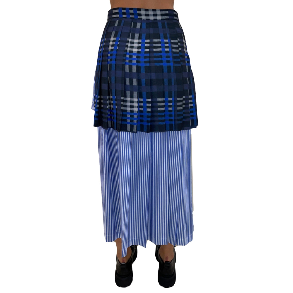 Women's Striped Cotton Popeline Skirt Light Blue