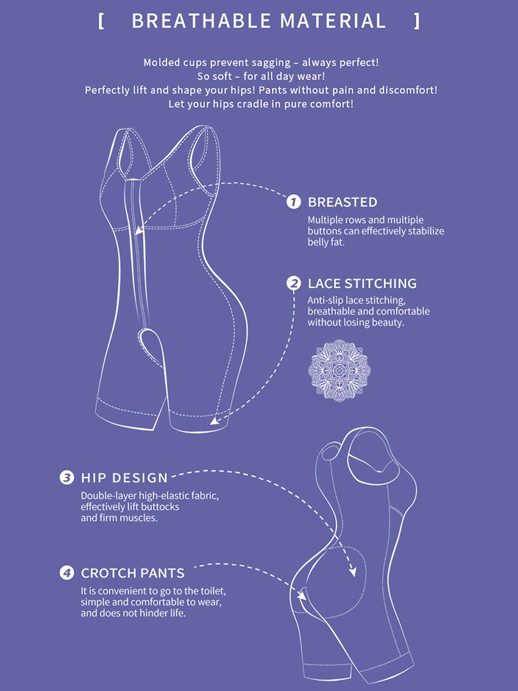Women's Tummy Control Full Body Shaper Hip Lifter Thigh Slimmer Bodysuit Shapewear