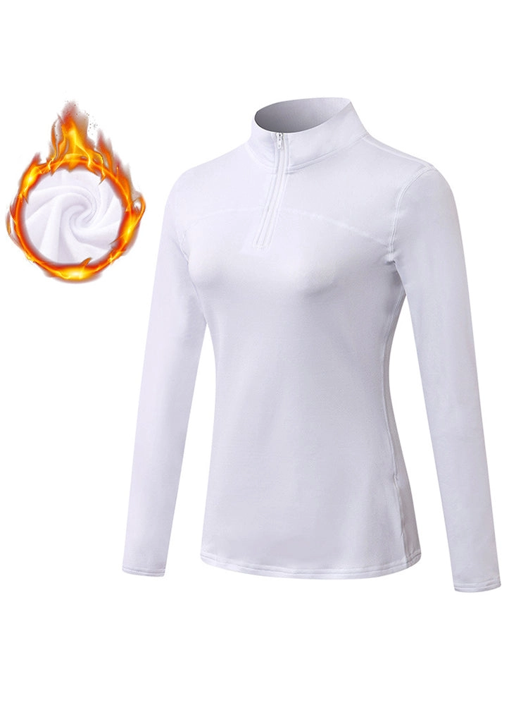 Women's Winter Long Sleeve Fleece Fitness Sports Thermal Tops