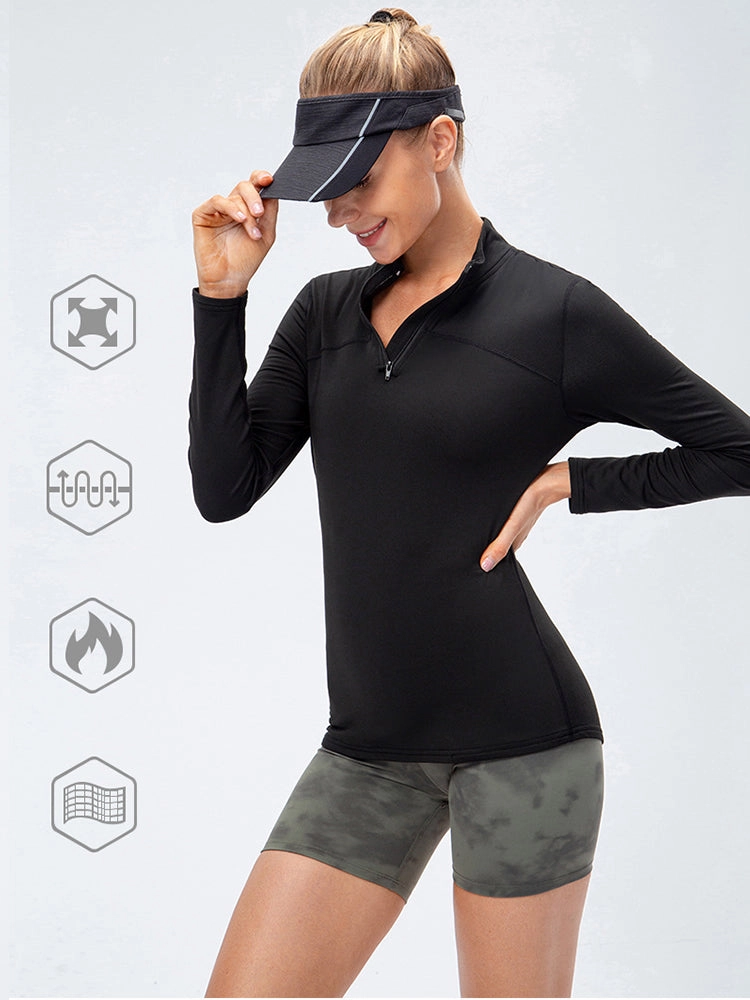 Women's Winter Long Sleeve Fleece Fitness Sports Thermal Tops