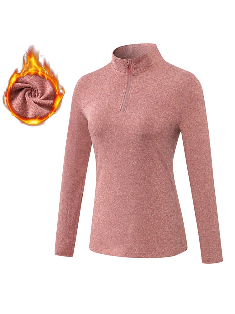 Women's Winter Long Sleeve Fleece Fitness Sports Thermal Tops