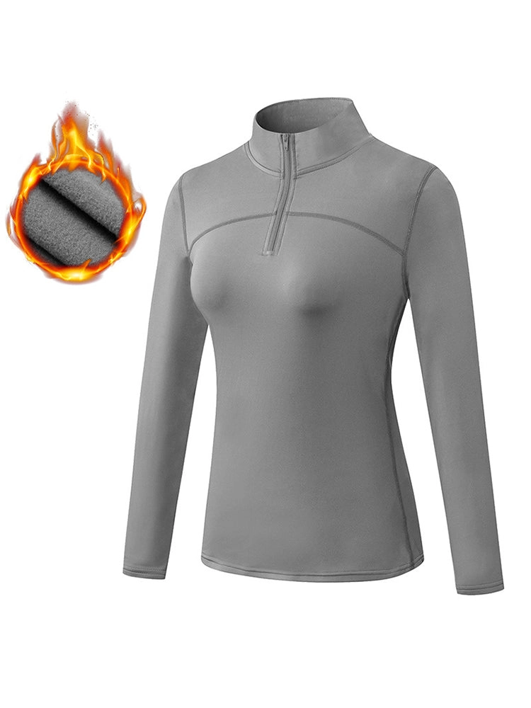 Women's Winter Long Sleeve Fleece Fitness Sports Thermal Tops