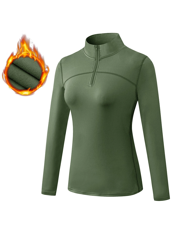 Women's Winter Long Sleeve Fleece Fitness Sports Thermal Tops