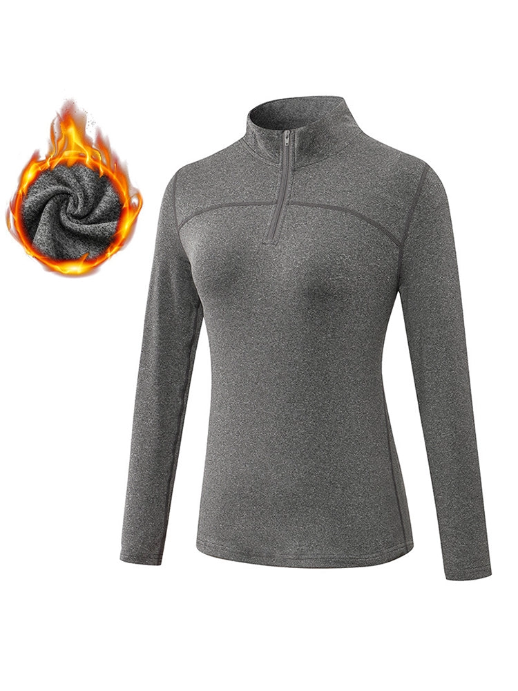 Women's Winter Long Sleeve Fleece Fitness Sports Thermal Tops