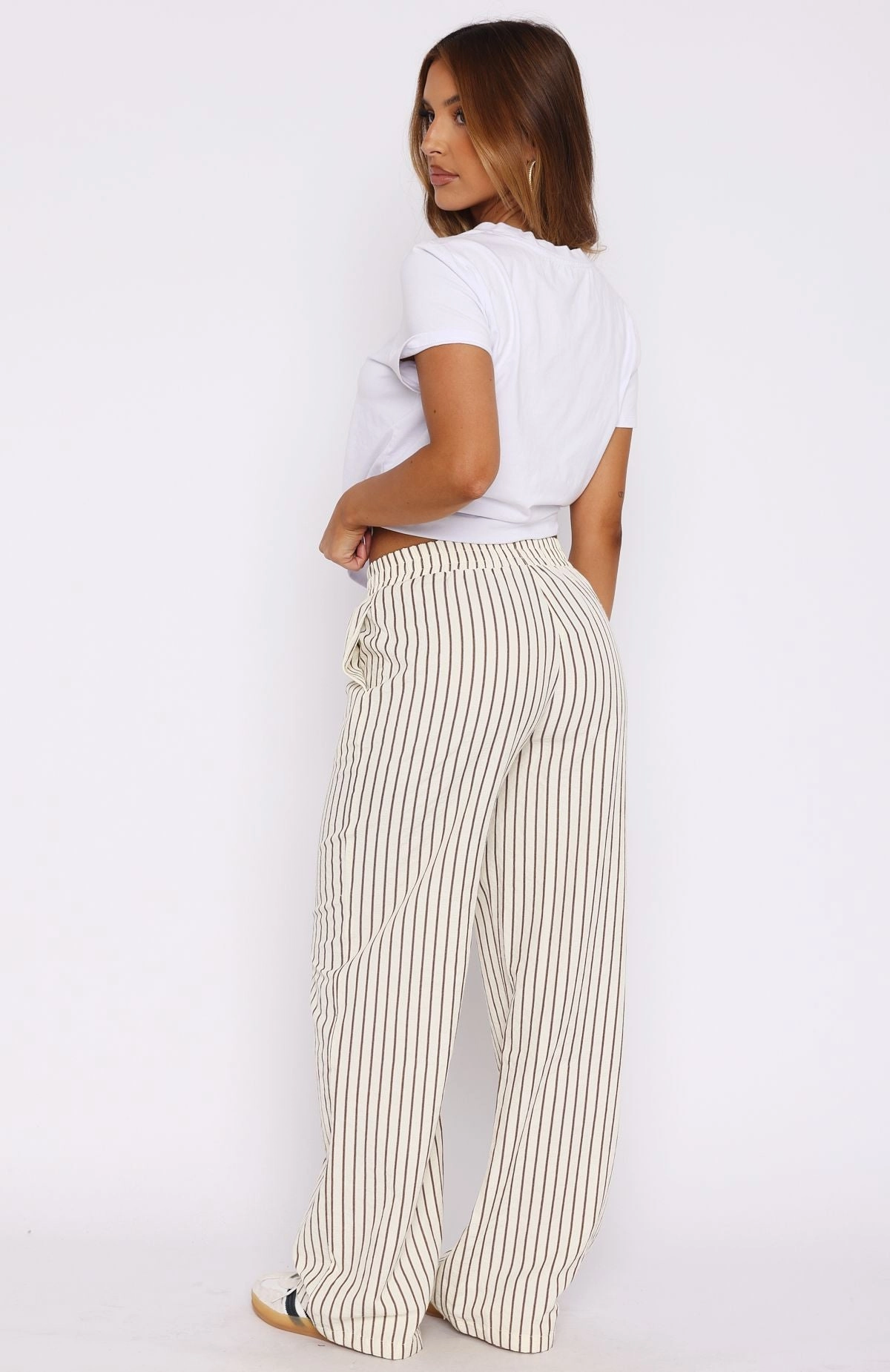 Wondering About You Striped Pants Cream/Chocolate